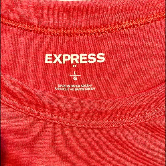 EXPRESS Red Graphic Sporty Logo Modal Knit TShirt athletique sizeL like new cond - Picture 5 of 11
